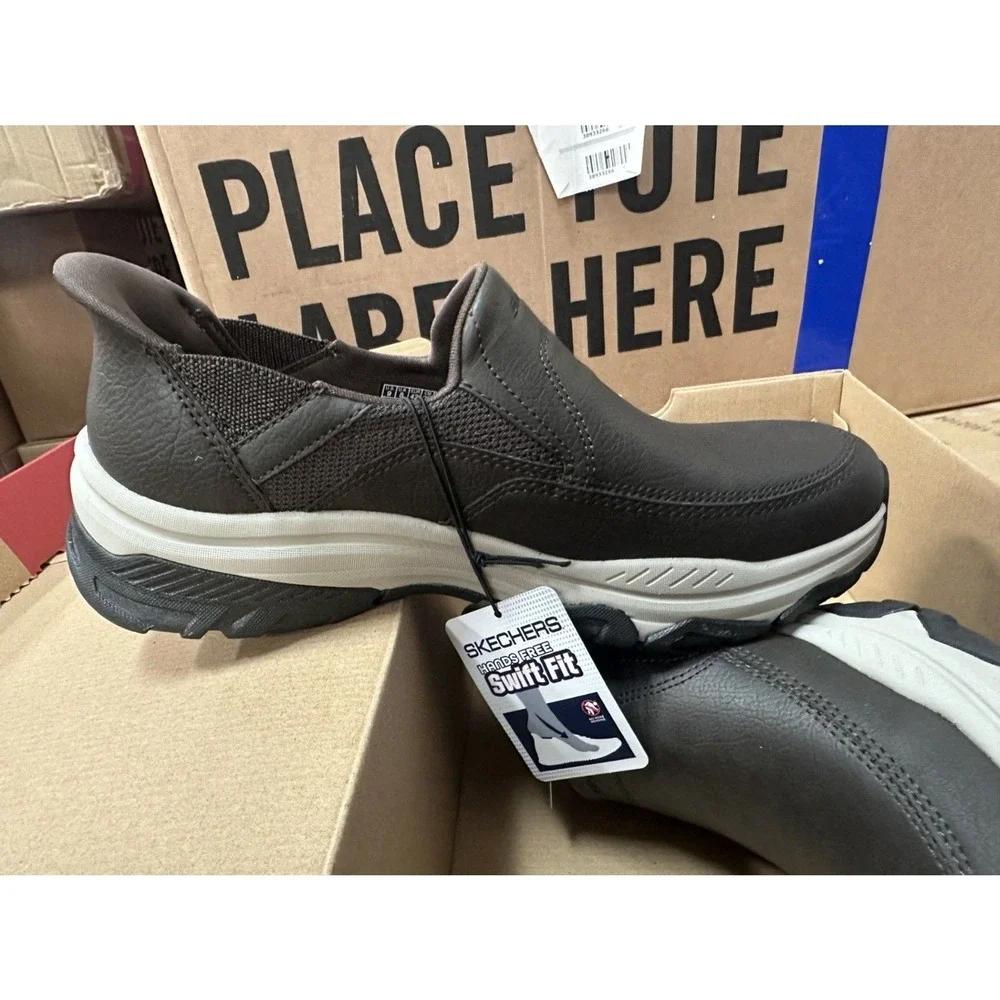 Mens Skechers Hands Free Swift Fit Brown Loafer sneakers Size 10